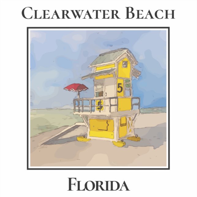 Pegatina Torre de Salvavidas Adorable, Clearwater Beach Flo (Anverso)