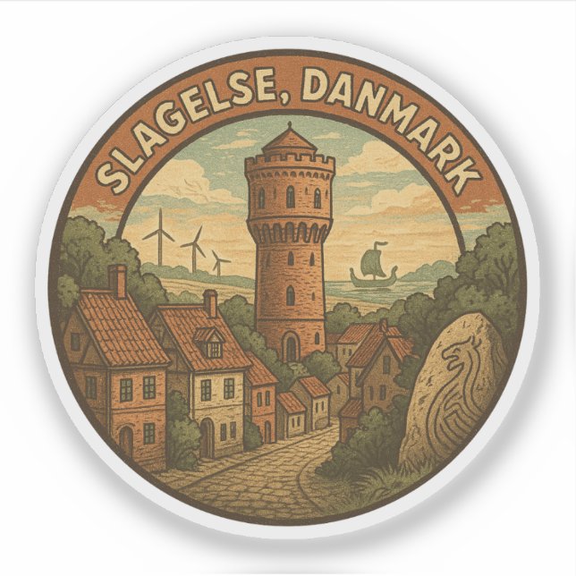 Pegatina Torre de Slagelse Dinamarca (Anverso)