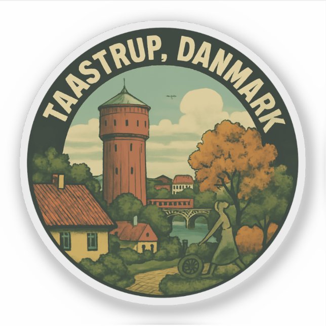Pegatina Torre de Taastrup Dinamarca (Anverso)