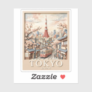 Pegatina Torre de Tokio Paisaje Urbano Japonés Sakura Viaje