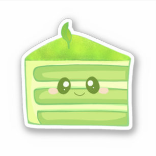 Pegatina Torta de capa Matcha de Personalizado verde bonito