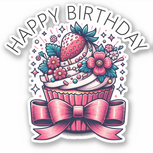 Pegatina Torta de fresa deliciosa (Anverso)