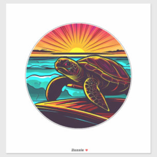 Pegatina Tortuga al Atardecer, Diseño de Naturaleza Inspira