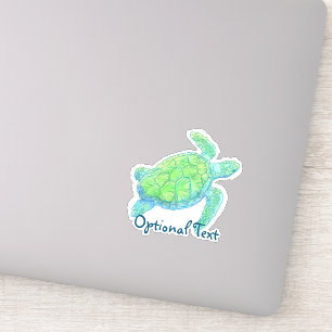 Pegatina Tortuga azul y verde del mar