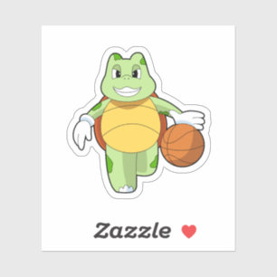 Pegatina Tortuga como jugador de baloncesto con baloncesto.