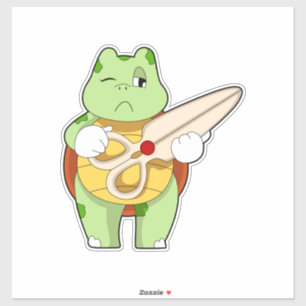 Pegatina Tortuga Como Peluquera Con Tijeras