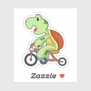 Pegatina Tortuga con bicicleta