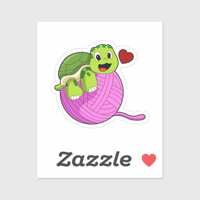 Pegatina Tortuga con bola de lana (Hoja)