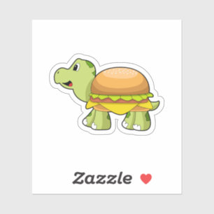 Pegatina Tortuga con caparazón como hamburguesa. PNG