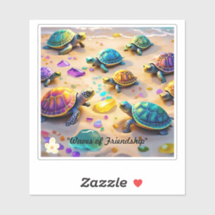 Pegatina "Tortuga divertida al sol"