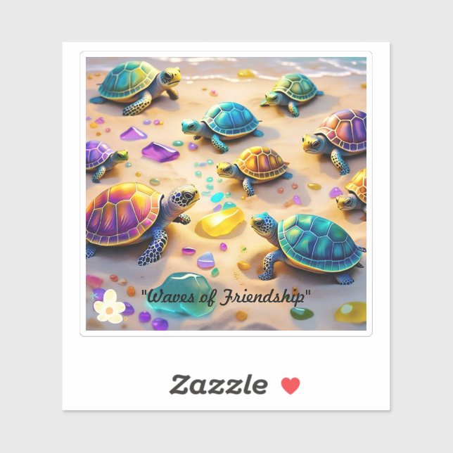 Pegatina "Tortuga divertida al sol" (Hoja)