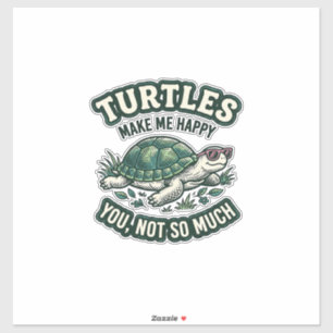 Pegatina Tortuga Divertida Me Hace Feliz Vintage 