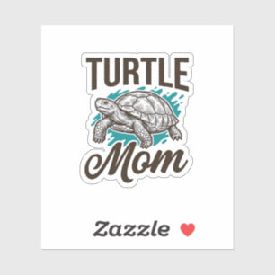 Pegatina Tortuga Mamá Diseño Vectorial de Grabado Vintage_1