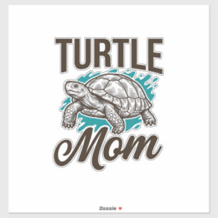 Pegatina Tortuga Mamá Diseño Vectorial de Grabado Vintage_1