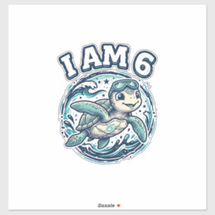 Pegatina Tortuga Marina Adorable Soy Cumpleaños 6 Camiseta 