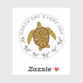 Pegatina Tortuga Marina Día de la Tierra Todos los Días Div