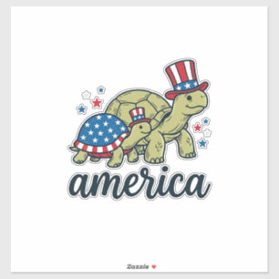 Pegatina Tortuga Patriótica América Diseño de Grabado Vinta