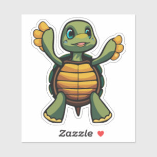 Pegatina Tortuga personaje de dibujos animados bebé lindo