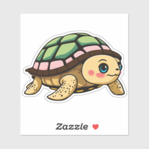 Pegatina Tortuga personaje de dibujos animados linda bebé