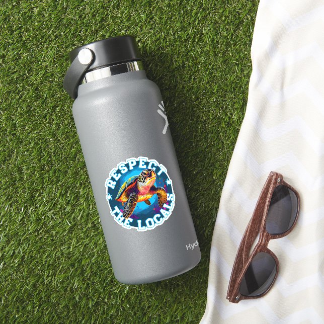 Pegatina Tortuga - respetar a los lugareños (HydroFlask Insitu)