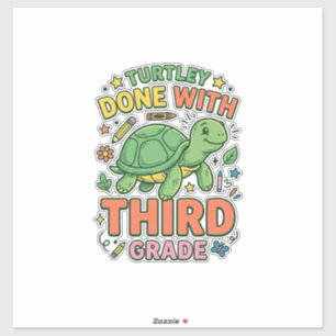 Pegatina Tortuga Terminada Con Camiseta Escolar De Tortuga