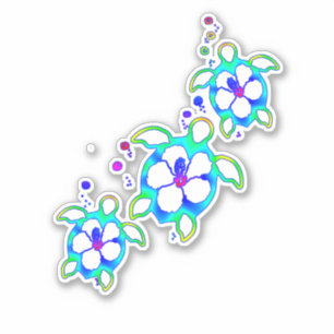 Pegatina Tortugas costeras honu hawaianas