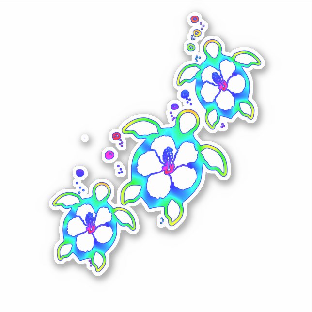 Pegatina Tortugas costeras honu hawaianas (Anverso)