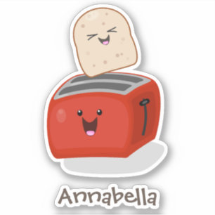 Pegatina Tostada de kawaii y personalizado de tostadora roj