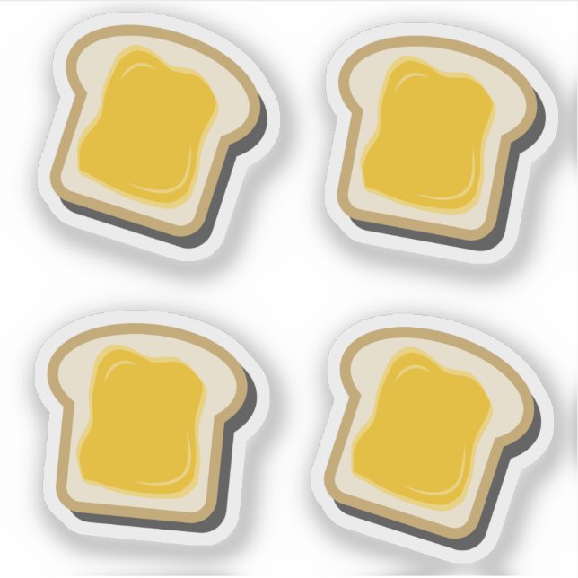 Pegatina Tostadas de queso naranja y cabrito marrón 4x set (Anverso)