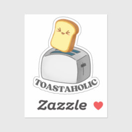 Pegatina Tostadora Toastaholica Cute Kawaii Toast Pun Pegat
