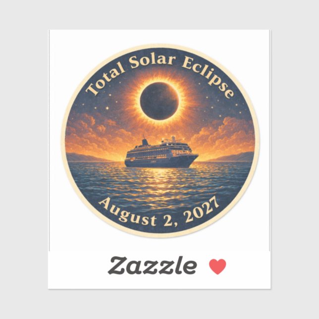 Pegatina Total Solar Eclipse August 2 2027 cruise ship  (Hoja)