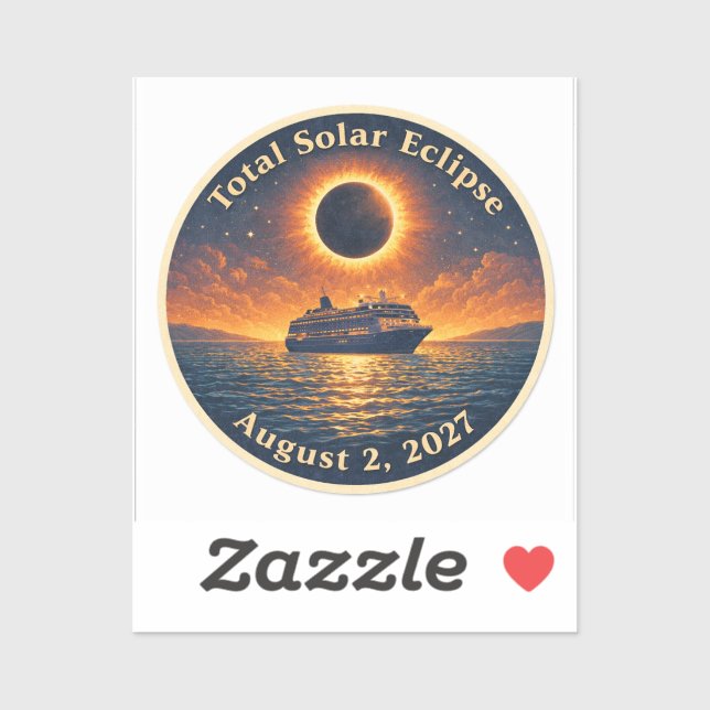 Pegatina Total Solar Eclipse August 2 2027 cruise ship  (Hoja)