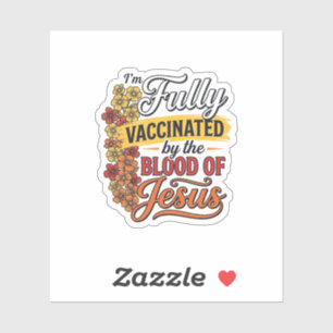 Pegatina Totalmente vacunado por la sangre de Jesús Diseño