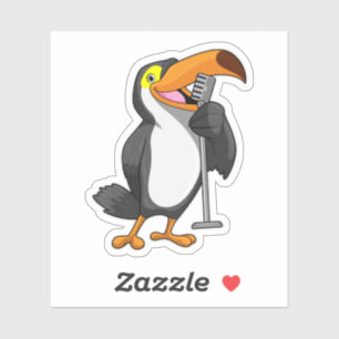Pegatina Toucan en la música con micrófono