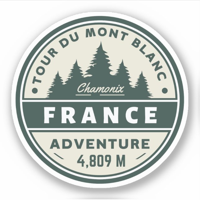 Pegatina Tour du mont Blanc excursionismo aventura francesa (Anverso)