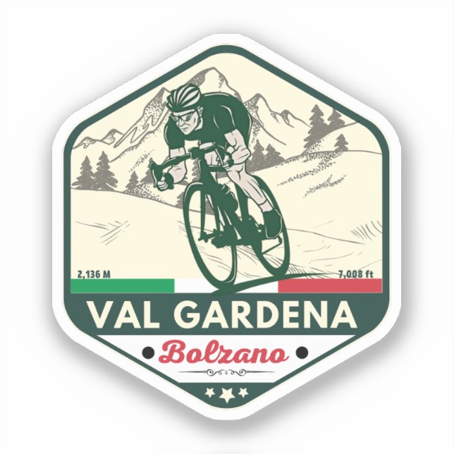 Pegatina tour en bicicleta italiano por val gardena (Anverso)