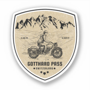 Pegatina Tour en moto por el paso de Gotthard en los Alpes