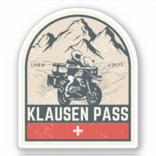 Pegatina Tour en moto por el paso de Klausen en los Alpes s