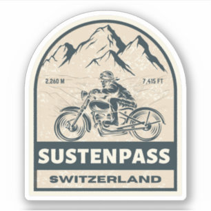 Pegatina tour en moto por el paso de Susten en los Alpes su