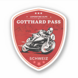 Pegatina Tour en motocicleta por el paso de Gotthard en los