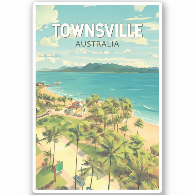 Pegatina Townsville Australia Viaje al arte (Anverso)