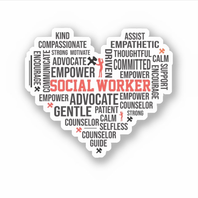 Pegatina Trabajador social, graduado estudiantil, consejero (Anverso)