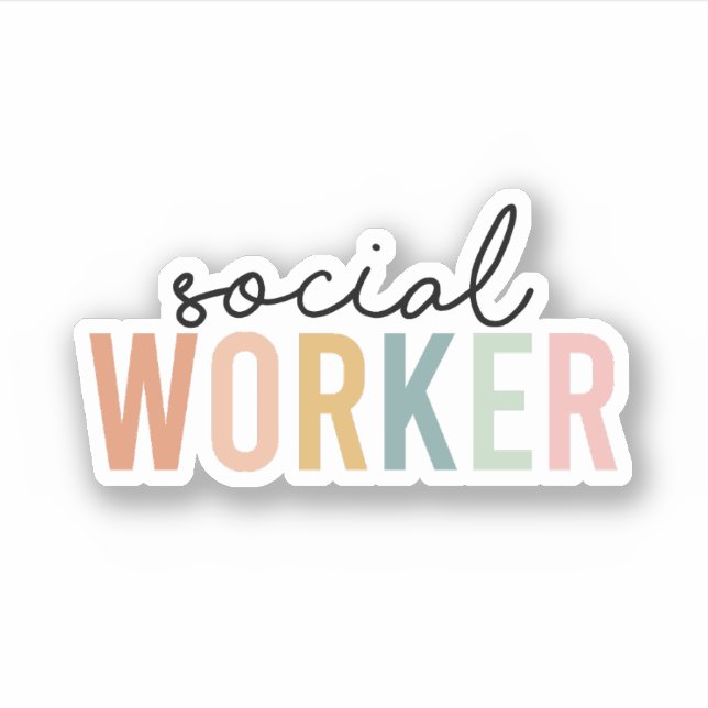 Pegatina Trabajador social, regalo de MSW, regalo de trabaj (Anverso)