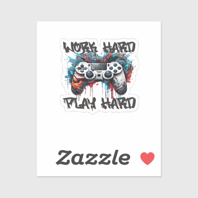 Pegatina Trabajar duro, jugar tan duro - Día del trabajo (Hoja)