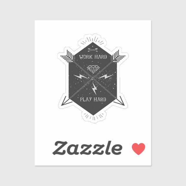 Pegatina Trabajar duro para jugar tan duro clásico (Hoja)