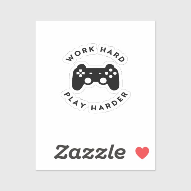 Pegatina Trabajar duro para jugar tan duro diseño clásico (Hoja)