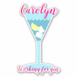 Pegatina Trabajar para ginebra, vidrio azul, personalizado