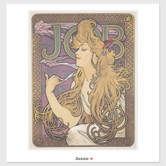 Pegatina Trabajo (1896) de Alphonse Mucha (Hoja)