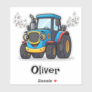 Pegatina Tractor Azul Musical Lindo Cantando