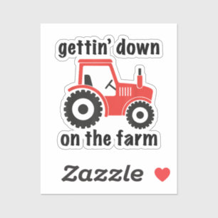 Pegatina Tractor bajando en el campo agrícola Barn Danc